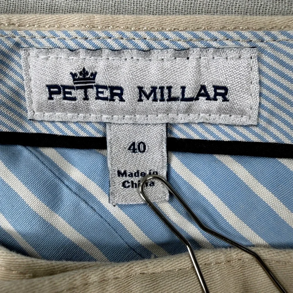 Peter Millar Mens Chino Pants Size 40 Beige Cream Cotton Modal Stretch 40x33